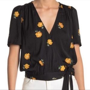 Madewell Floating Florets Short Sleeve Wrap Top Size XS